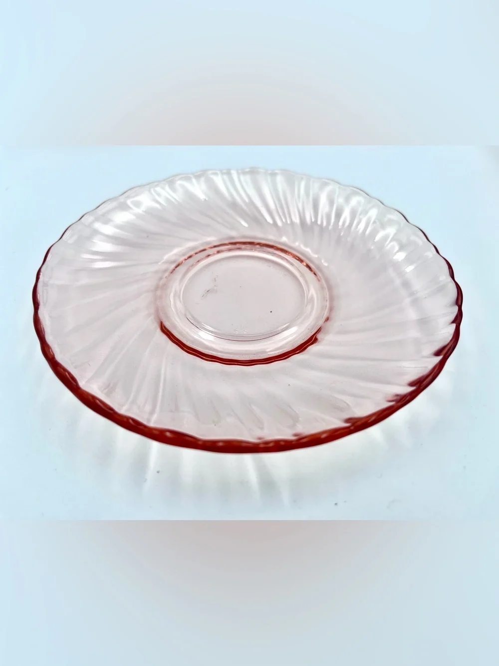 Vintage Arcoroc France Rosaline Pink Swirl Saucer Plates / Trinket Dish - 2